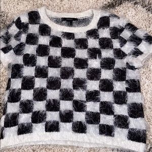 Checkered Furry Sweater